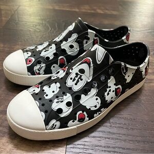 Disney x Native Mickey Mouse Jefferson black white slip on water sandals m4 w6